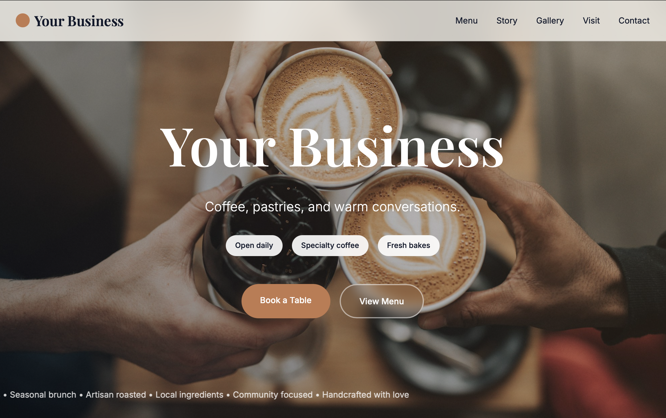 Café homepage design