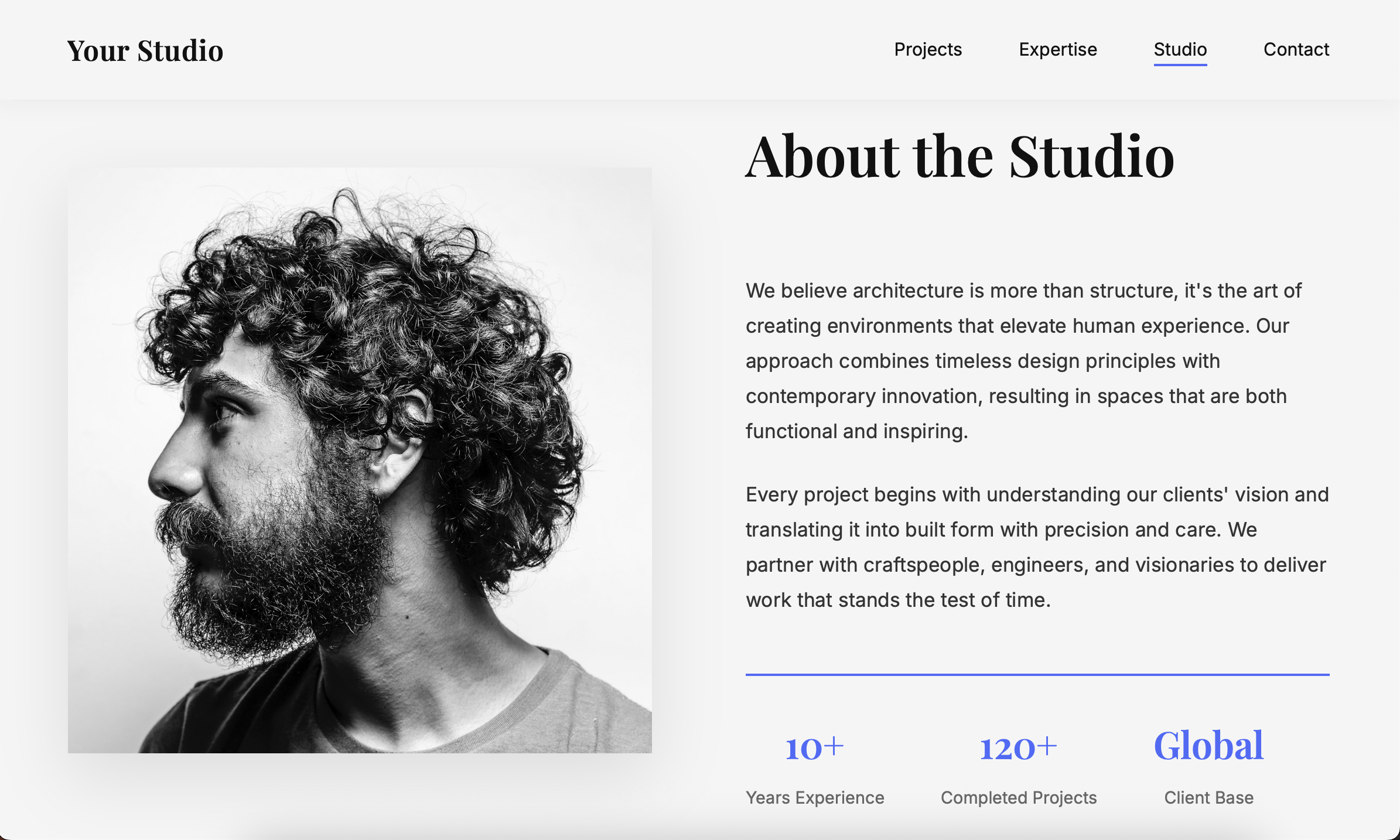 Studio about/team section